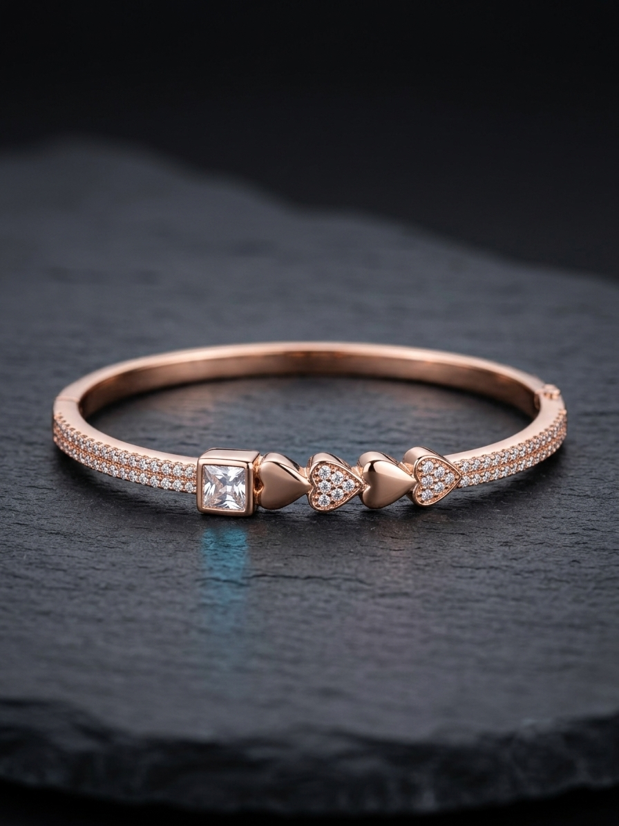 Rose Gold Heart Crystal Bracelet