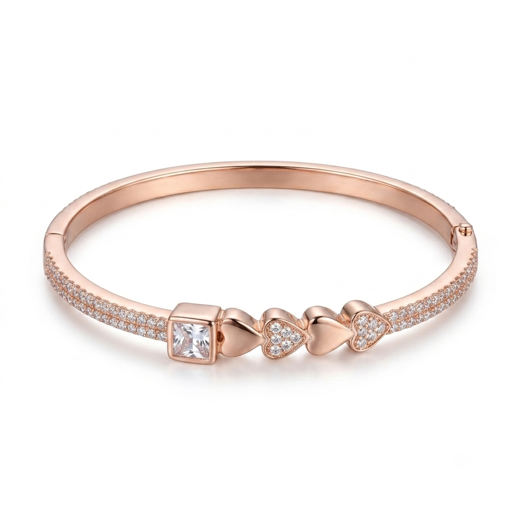 Rose Gold Heart Crystal Bracelet