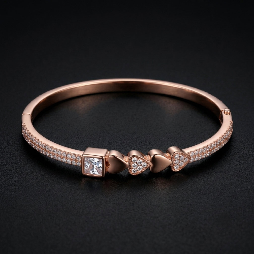 Rose Gold Heart Crystal Bracelet