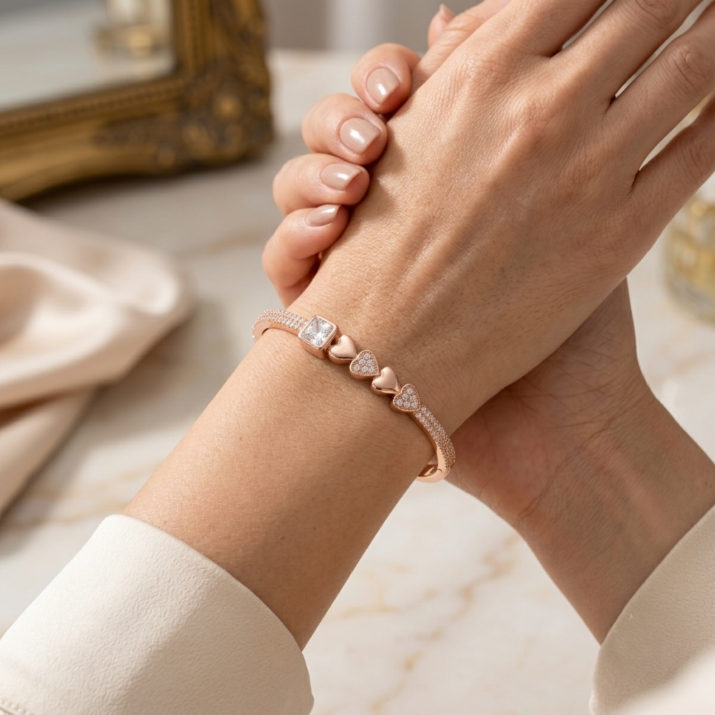 Rose Gold Heart Crystal Bracelet