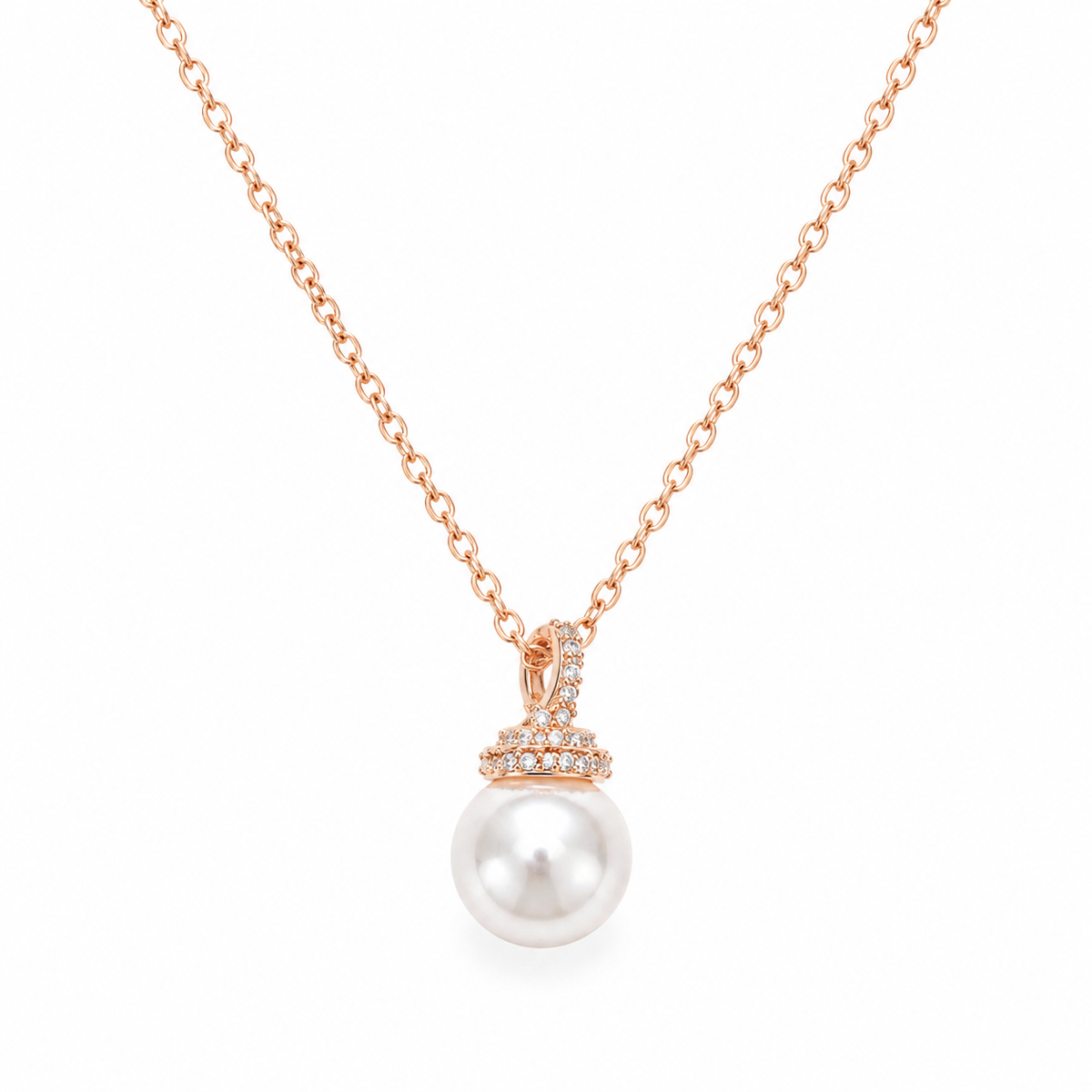 Rose Gold-Plated Classic Pearl  Pendant