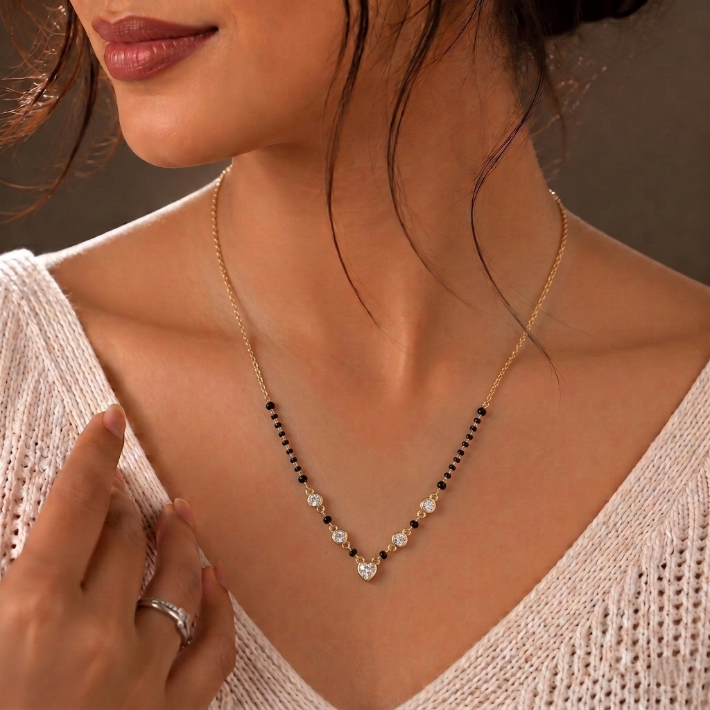 Dainty Gold Heart Link Mangalsutra
