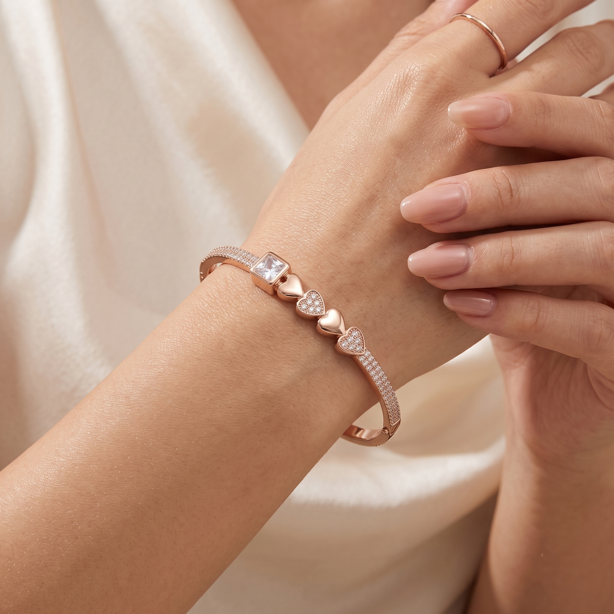 Rose Gold Heartbeat Crystal Bracelet