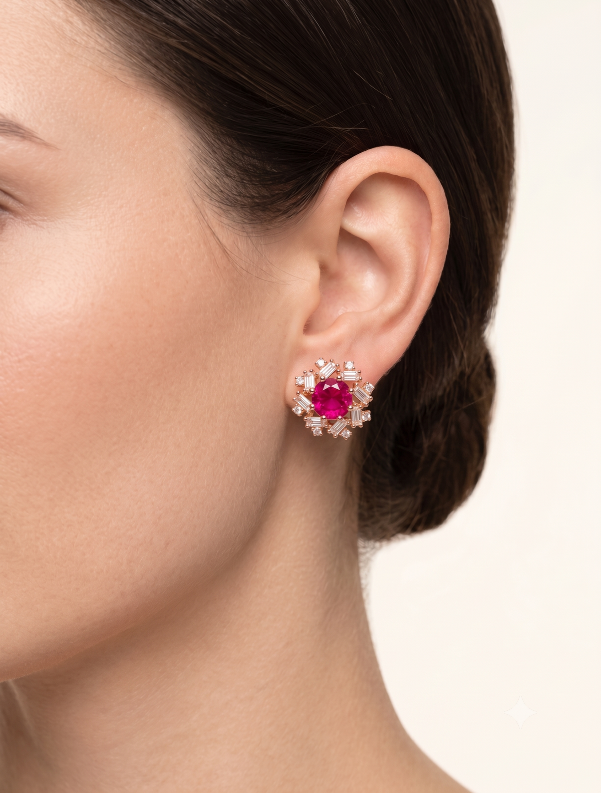 Radiance Rose Gold American Diamond Stud Earrings