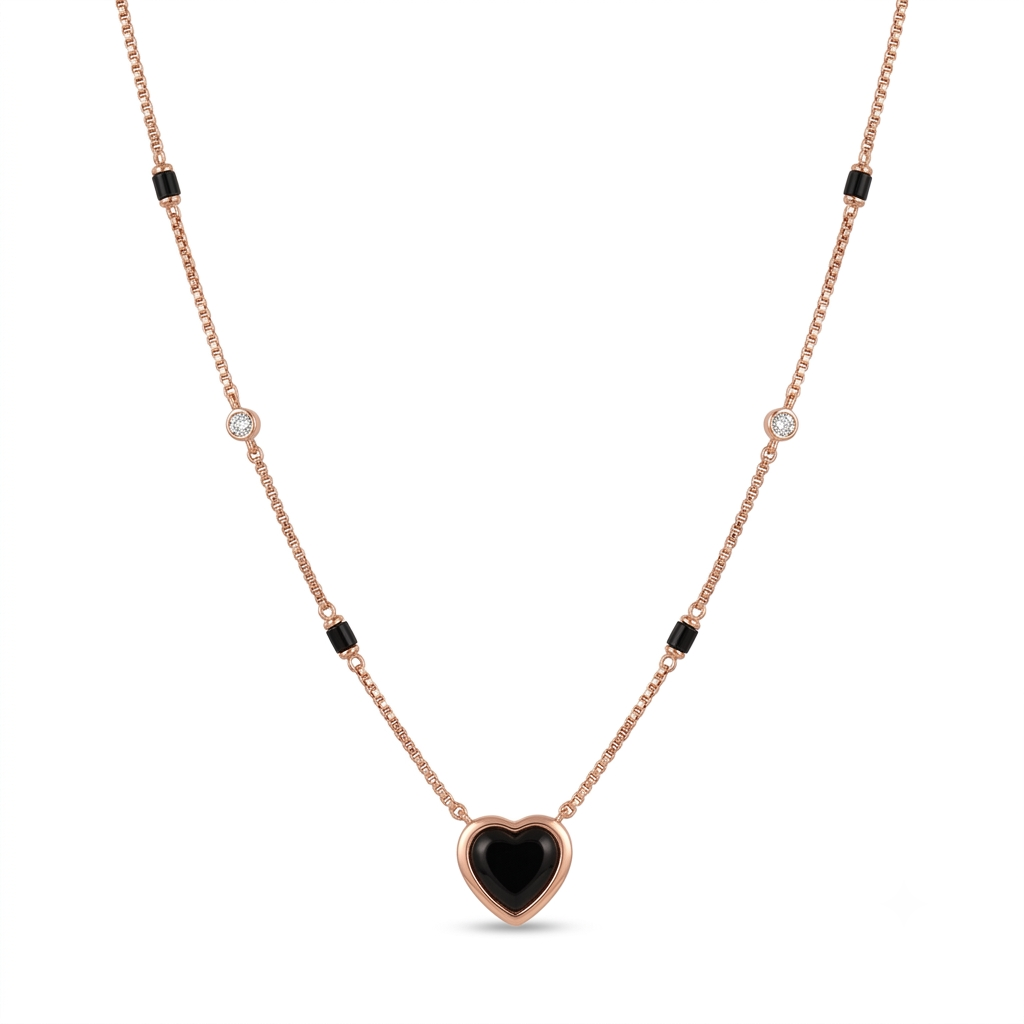 Rose Gold-Plated Black Heart Pendant