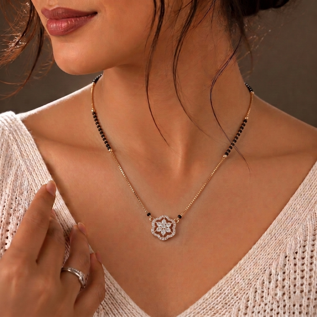 Golden Floral Charm Mangalsutra