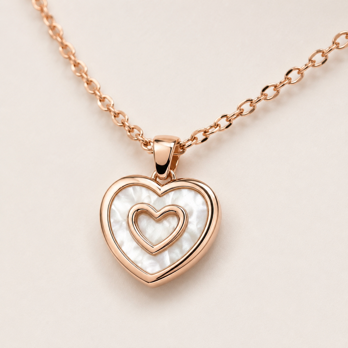 Gold-Plated Double Heart Mother-of-Pearl Pendant