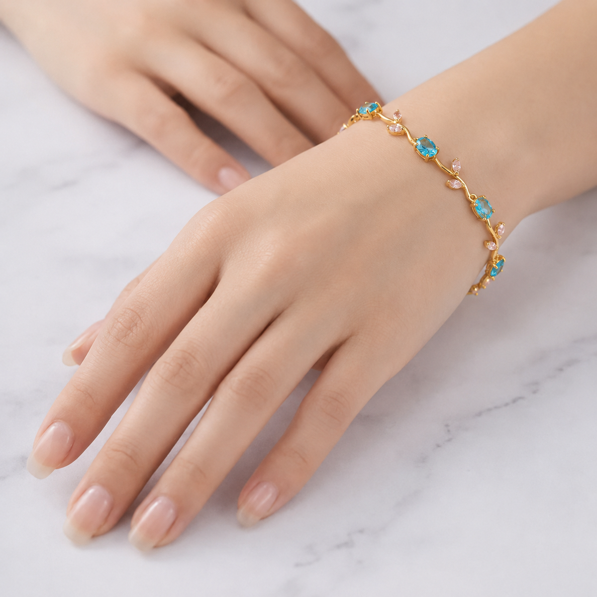 Ocean Bloom Crystal Vine Tulip Bracelet