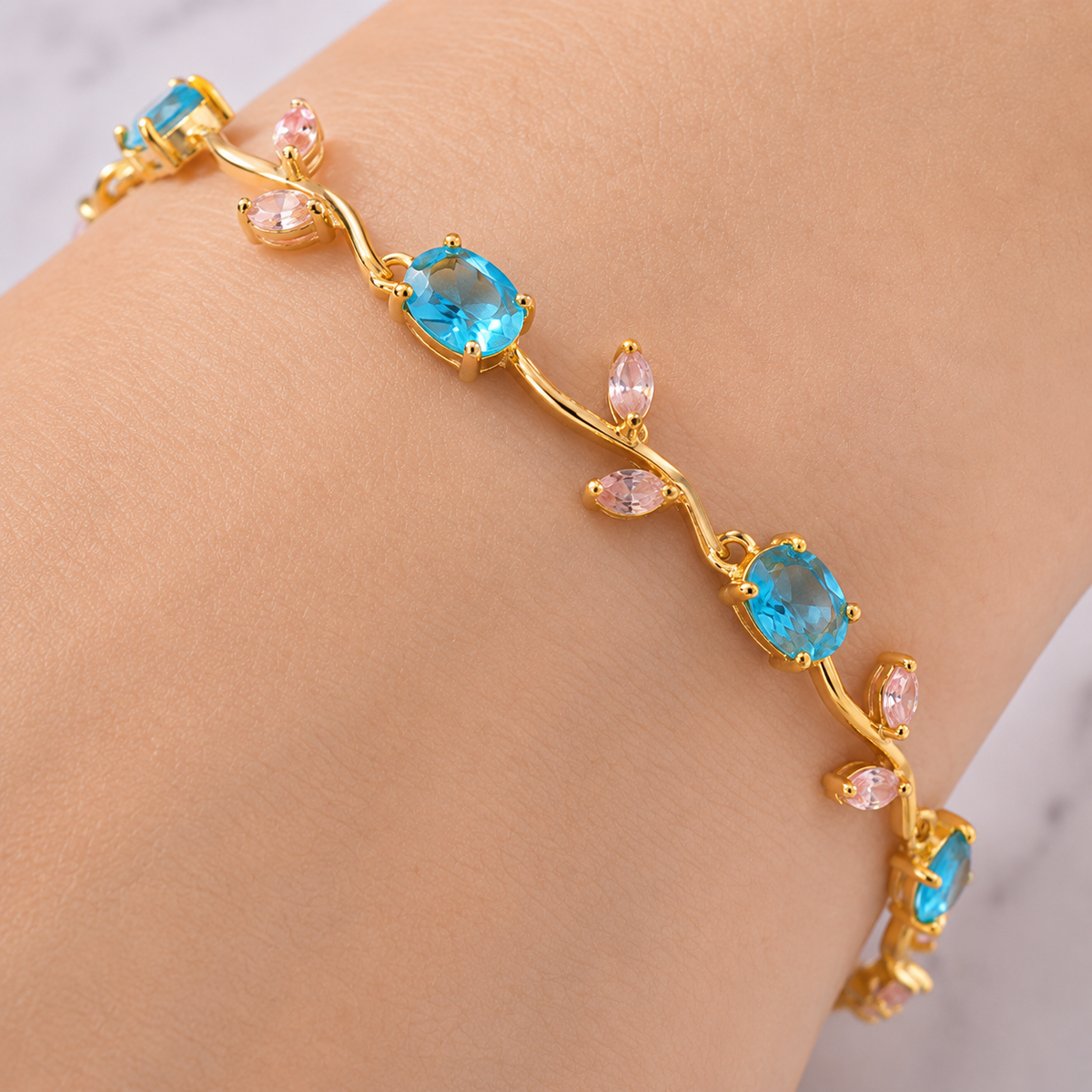 Ocean Bloom Crystal Vine Tulip Bracelet