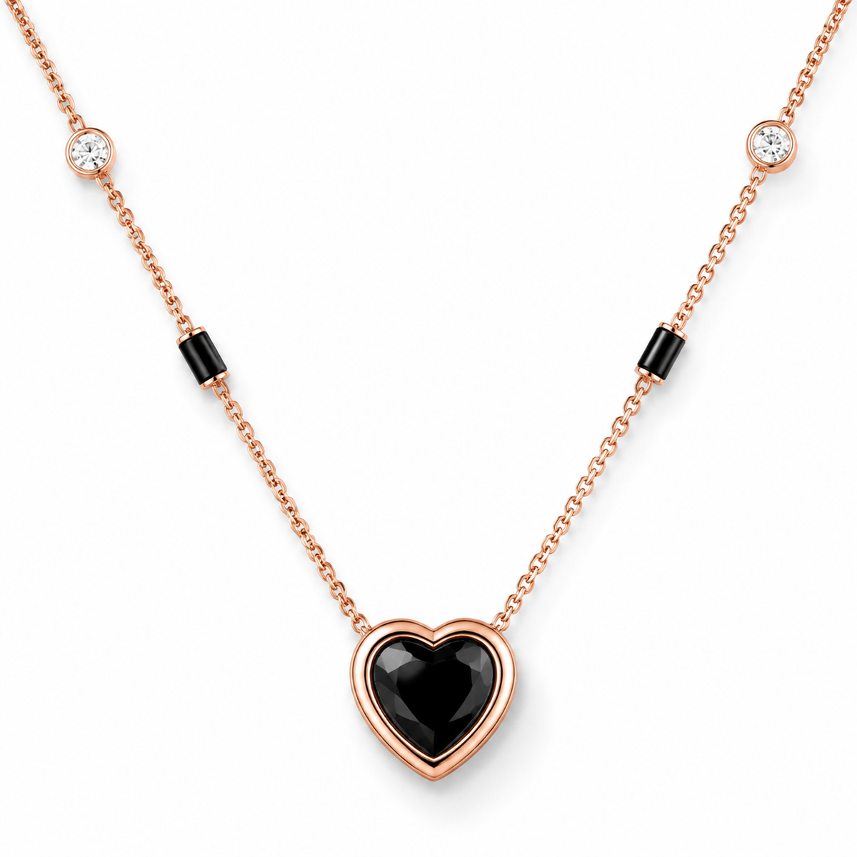 Rose Gold-Plated Black Heart Pendant