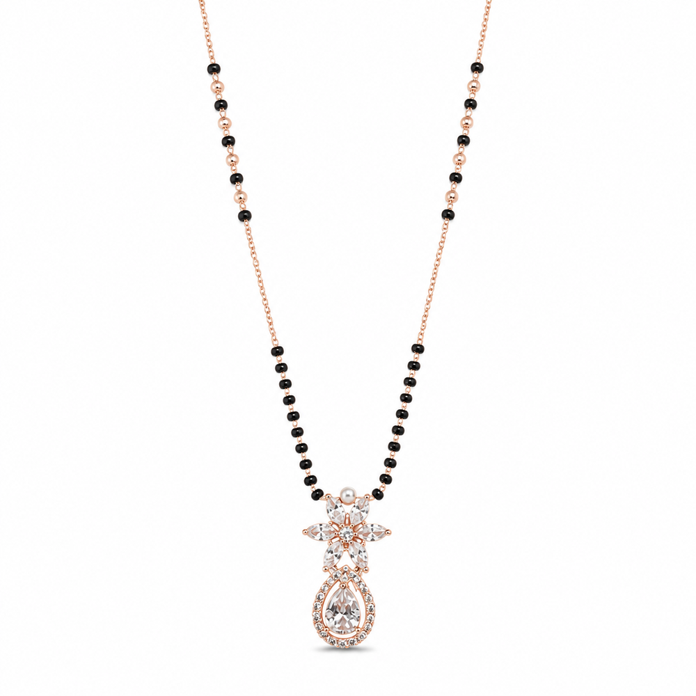 Rose Gold Floral Pearl Drop Mangalsutra