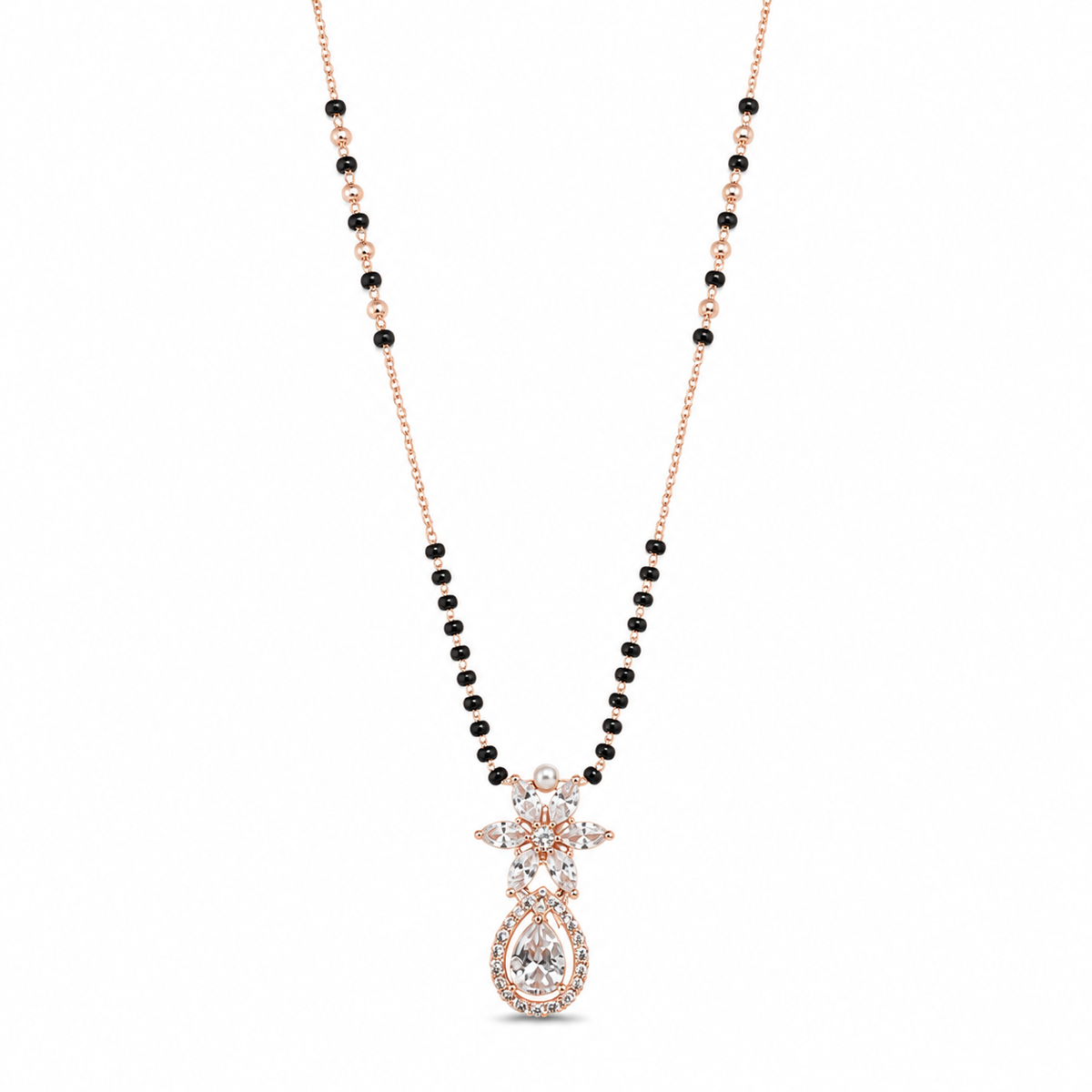 Rose Gold Floral Pearl Drop Mangalsutra