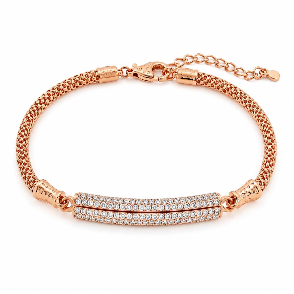 Rosé Double Pave Bar Bracelet