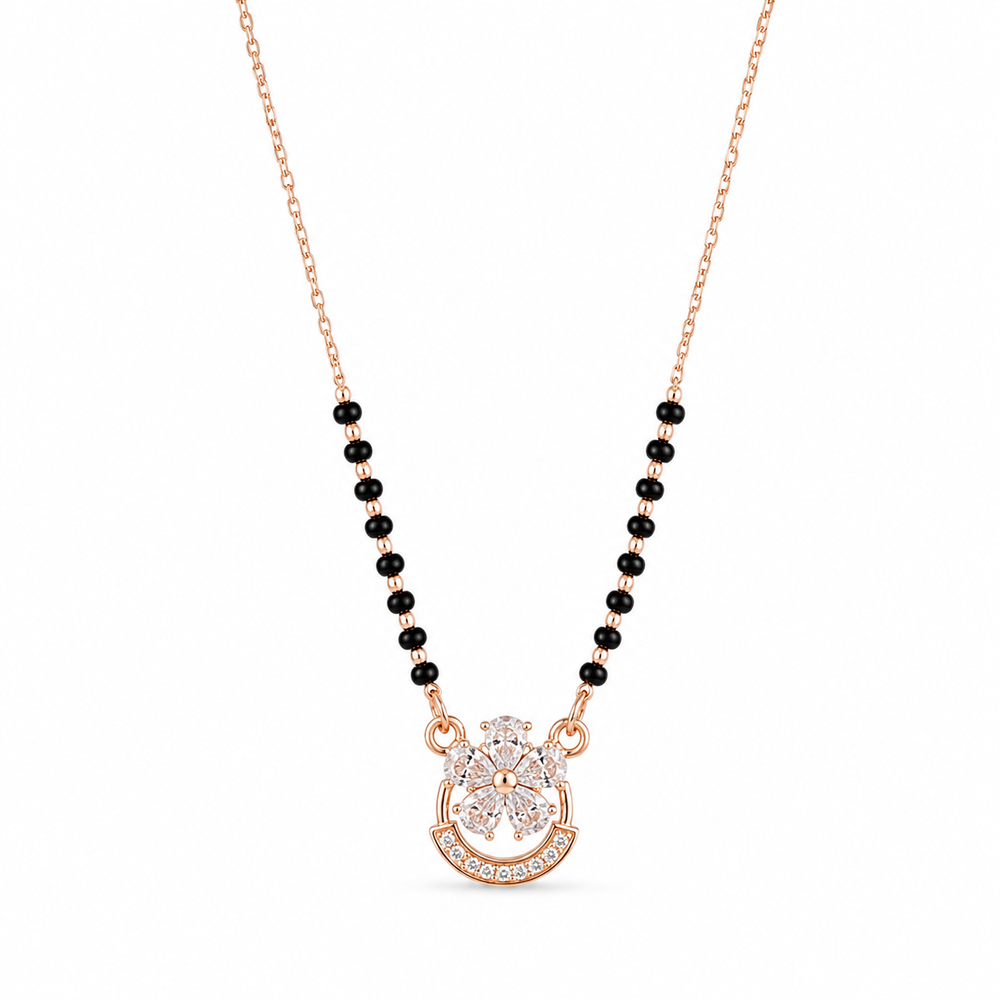Rose Gold Floral Spark American Diamond Mangalsutra