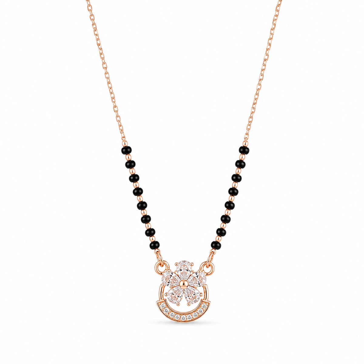 Rose Gold Floral Spark American Diamond Mangalsutra