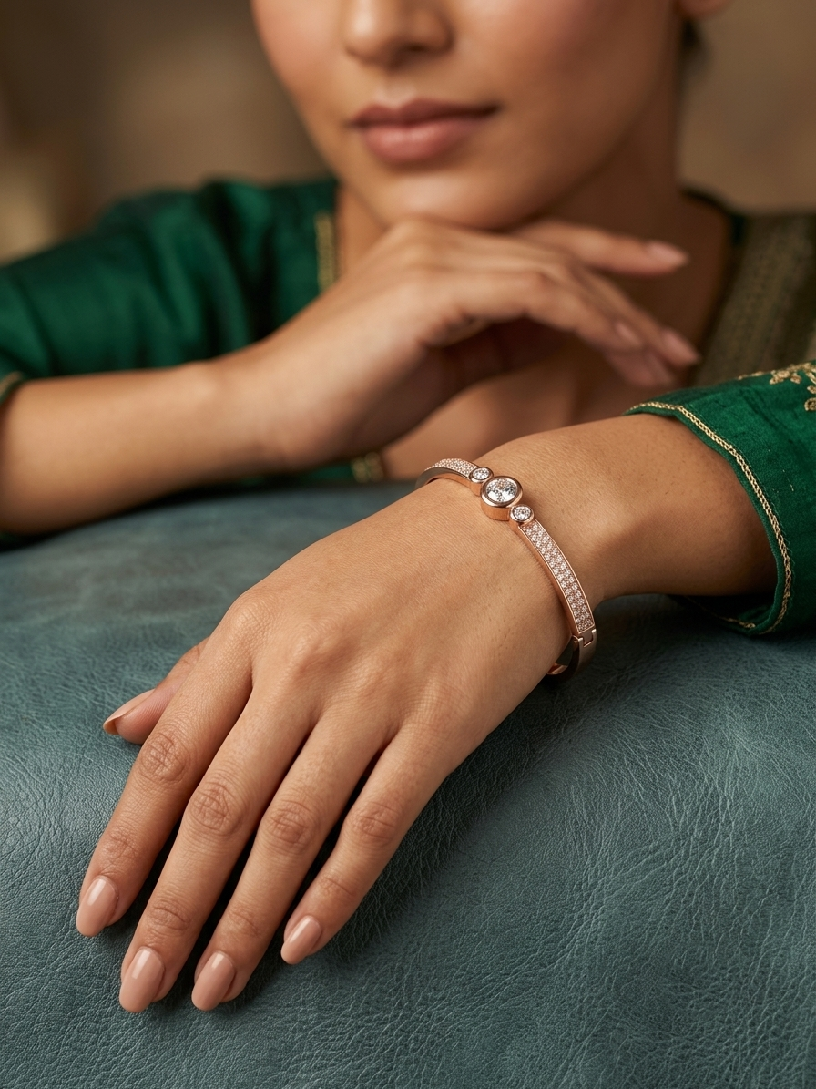 Rose Gold Halo Crystal Bracelet