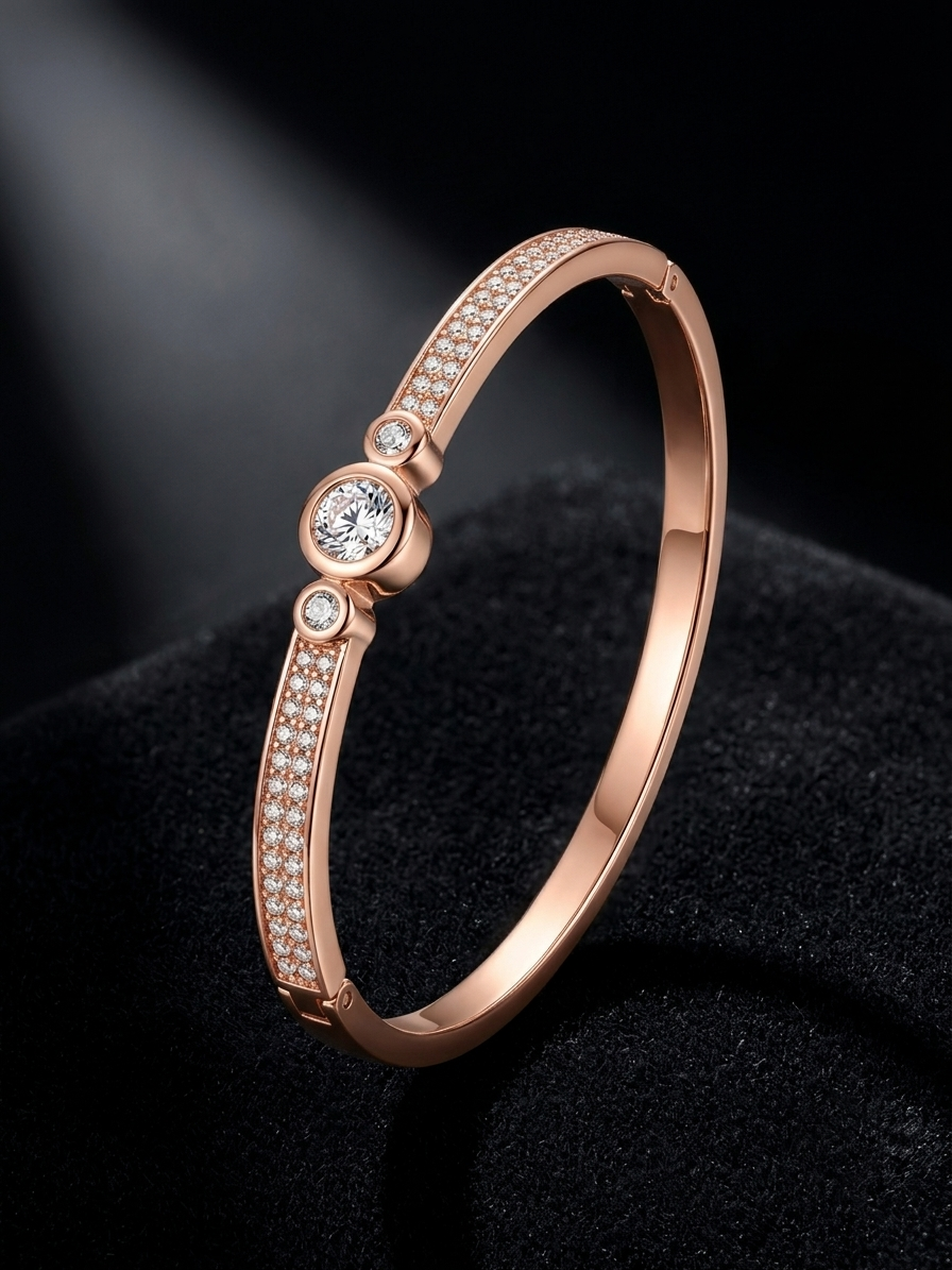 Rose Gold Halo Crystal Bracelet