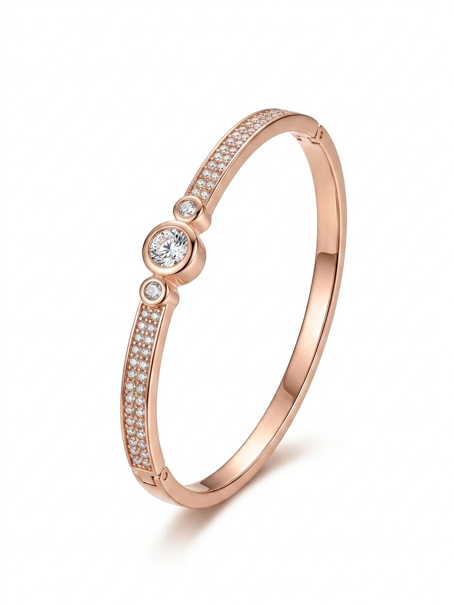Rose Gold Halo Crystal Bracelet