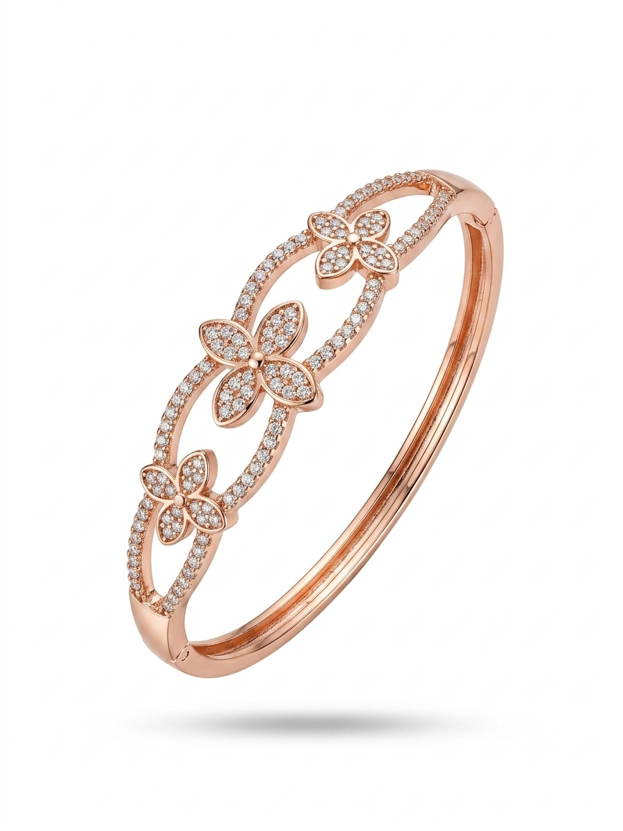 Rose Gold Floral Crystal Bracelet
