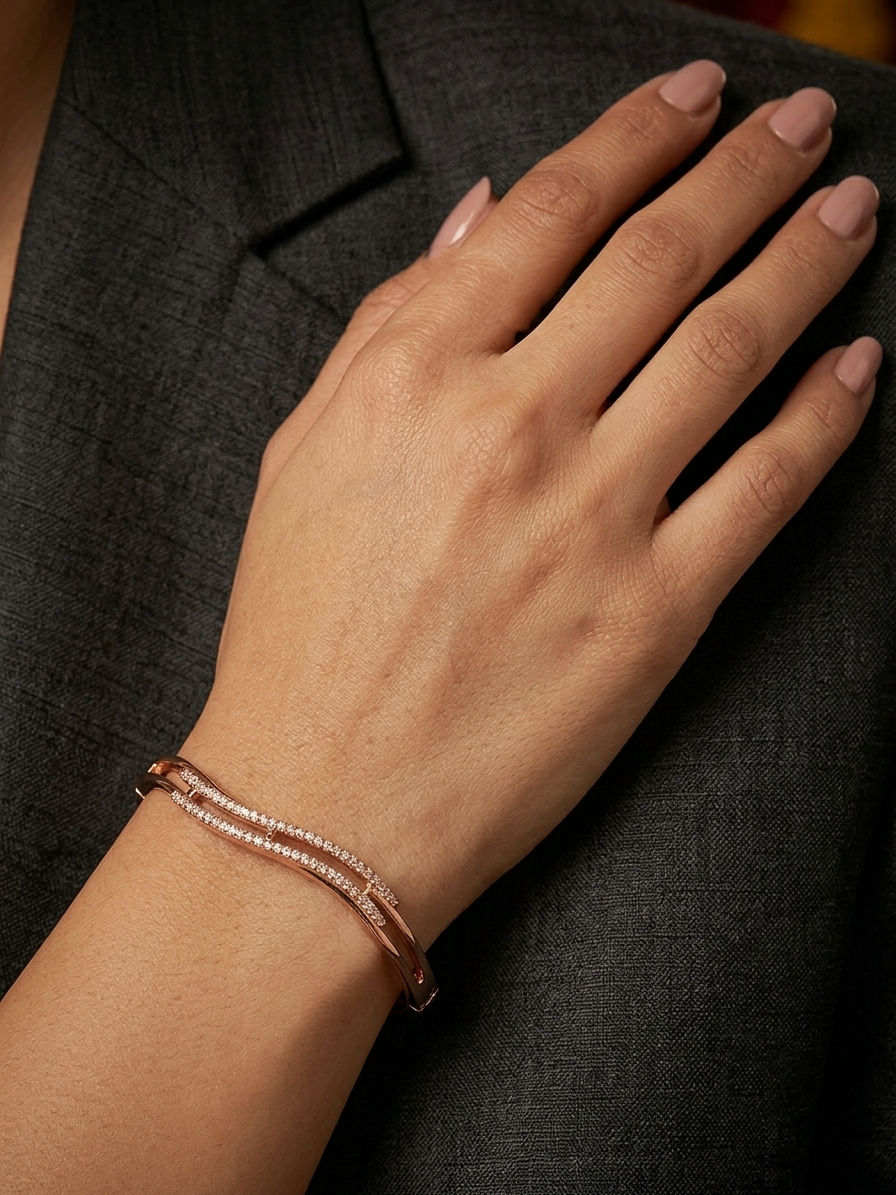 Rose Gold Crystal Double-Row Bracelet