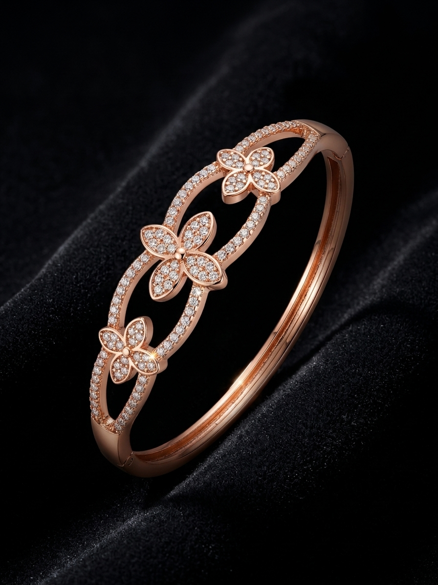 Rose Gold Floral Crystal Bracelet