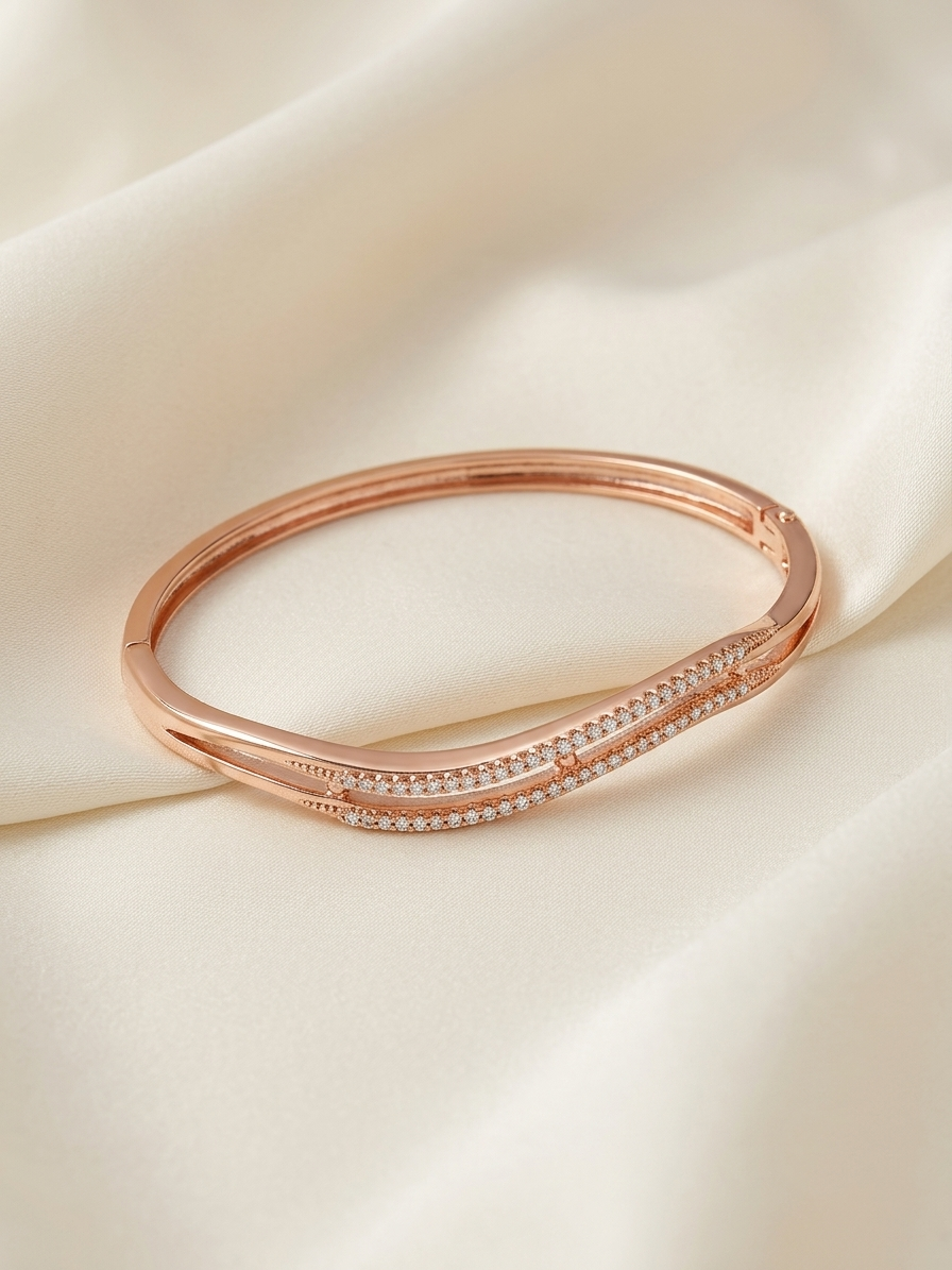 Rose Gold Crystal Double-Row Bracelet