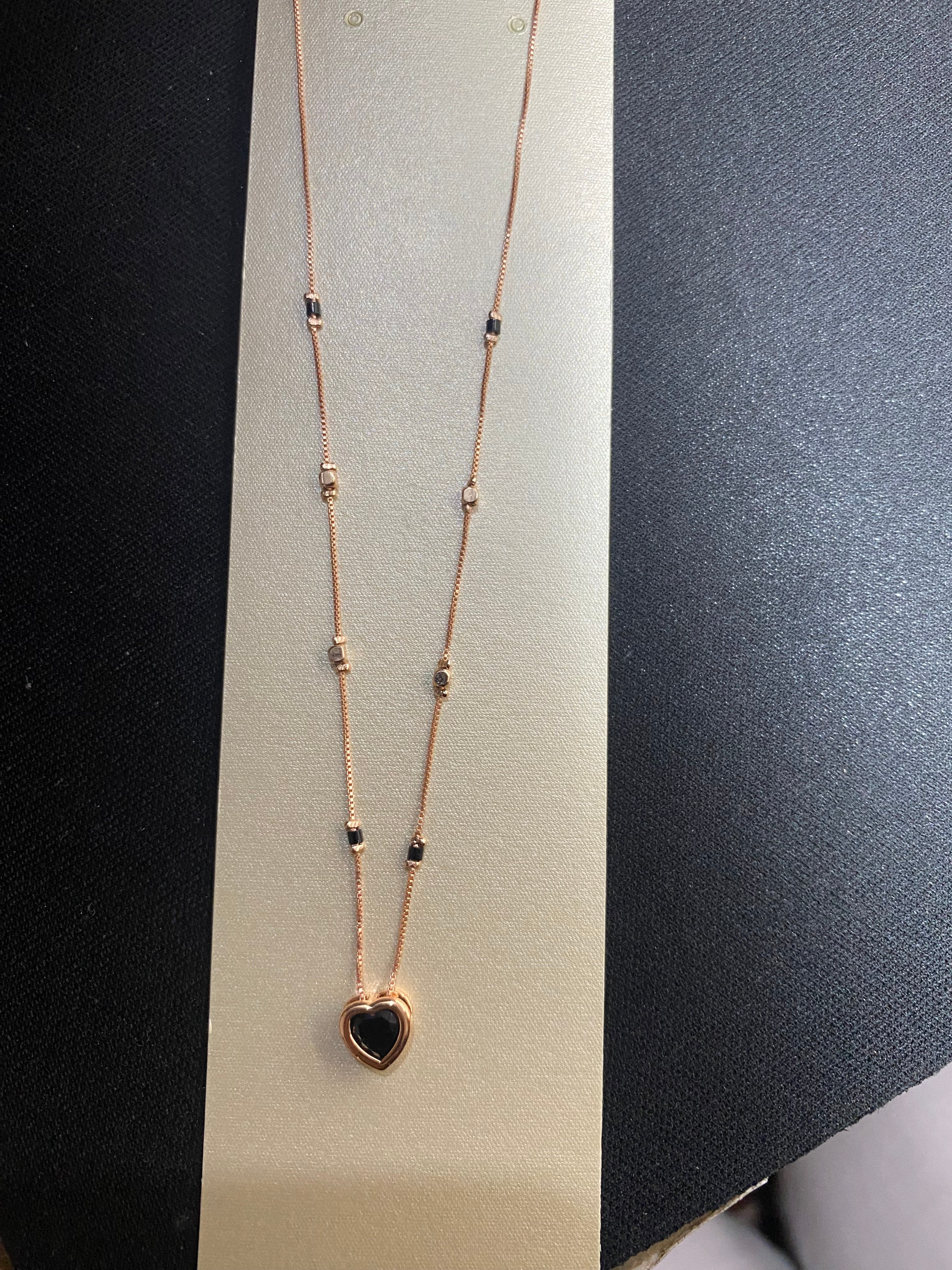 Rose Gold Black Heart Pendant Necklace