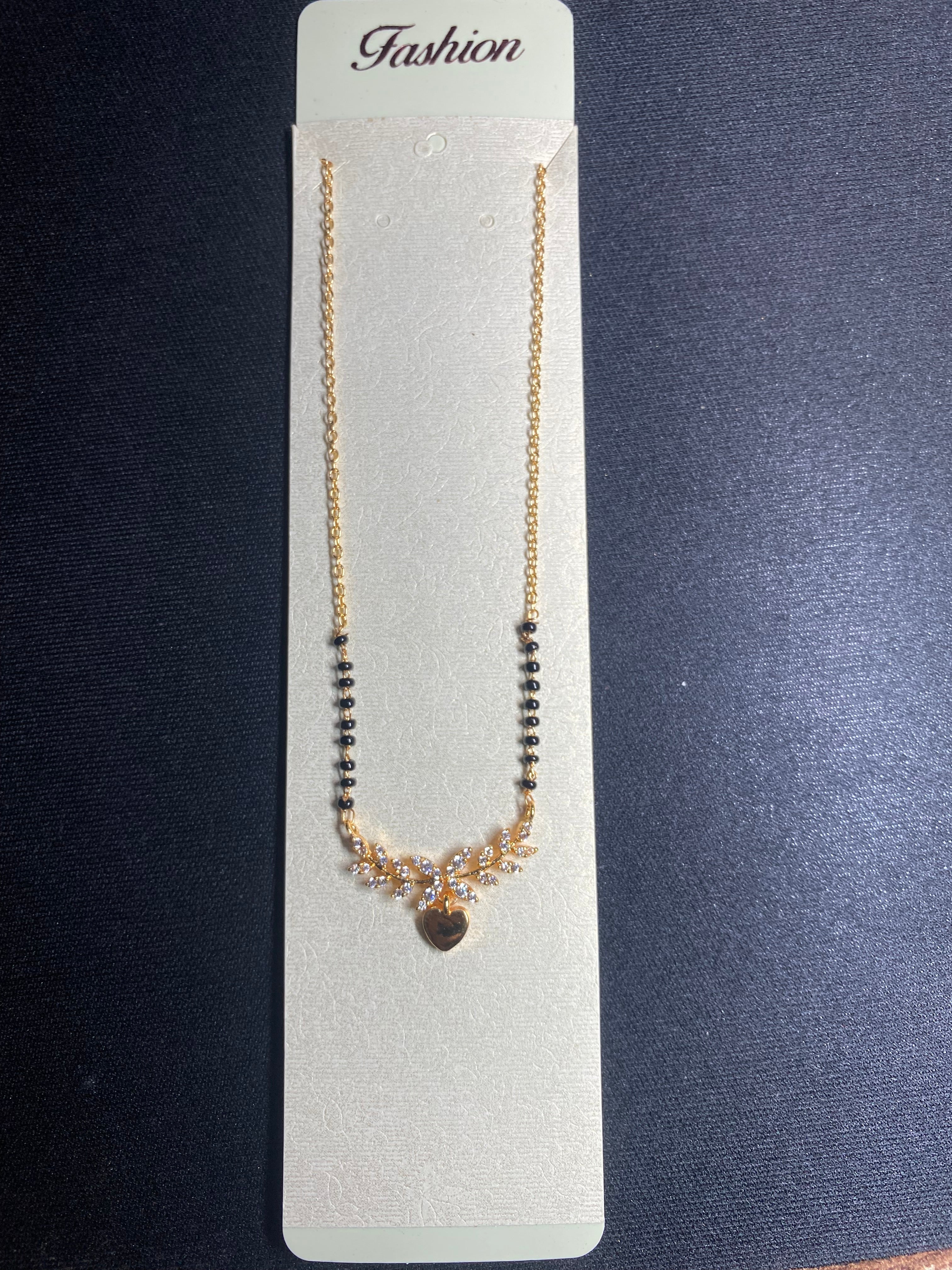 Elegant Gold-Tone Heart Mangalsutra Necklace