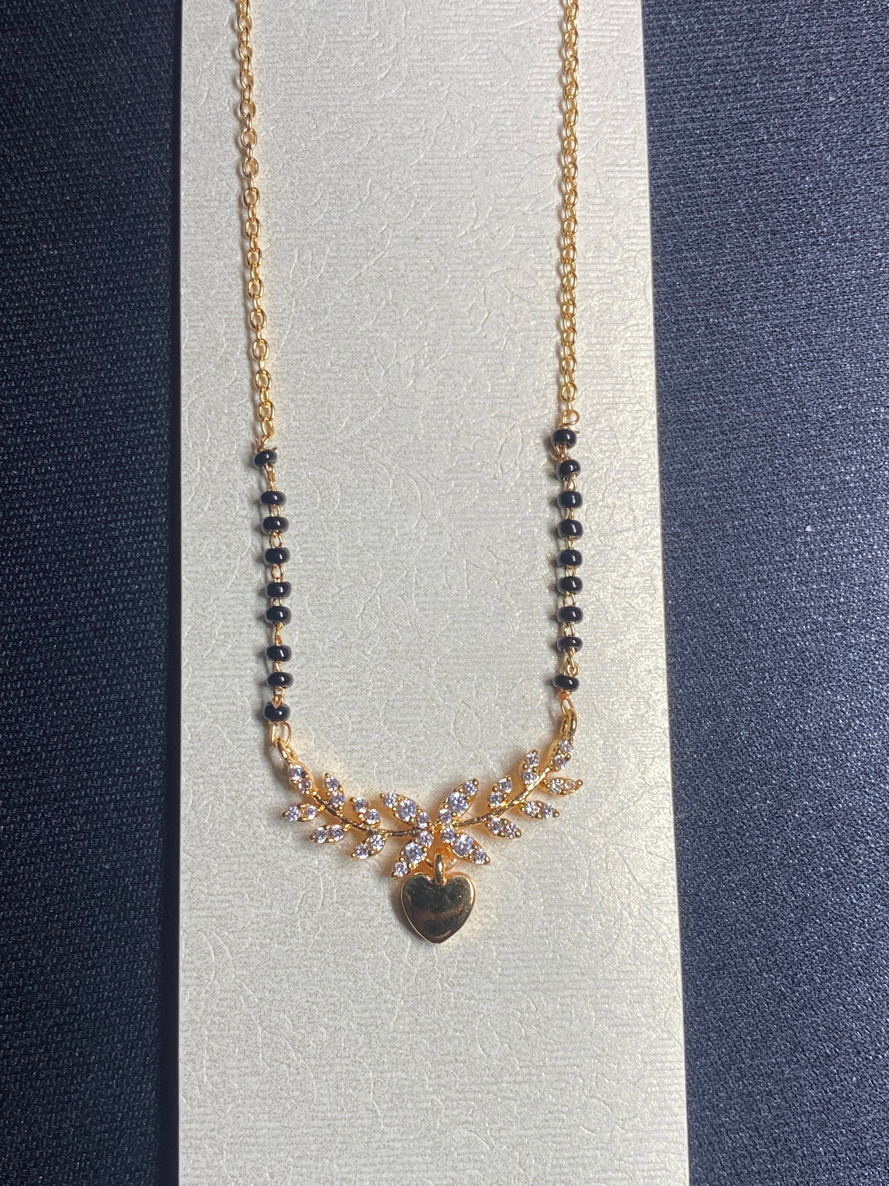 Elegant Gold-Tone Heart Mangalsutra Necklace