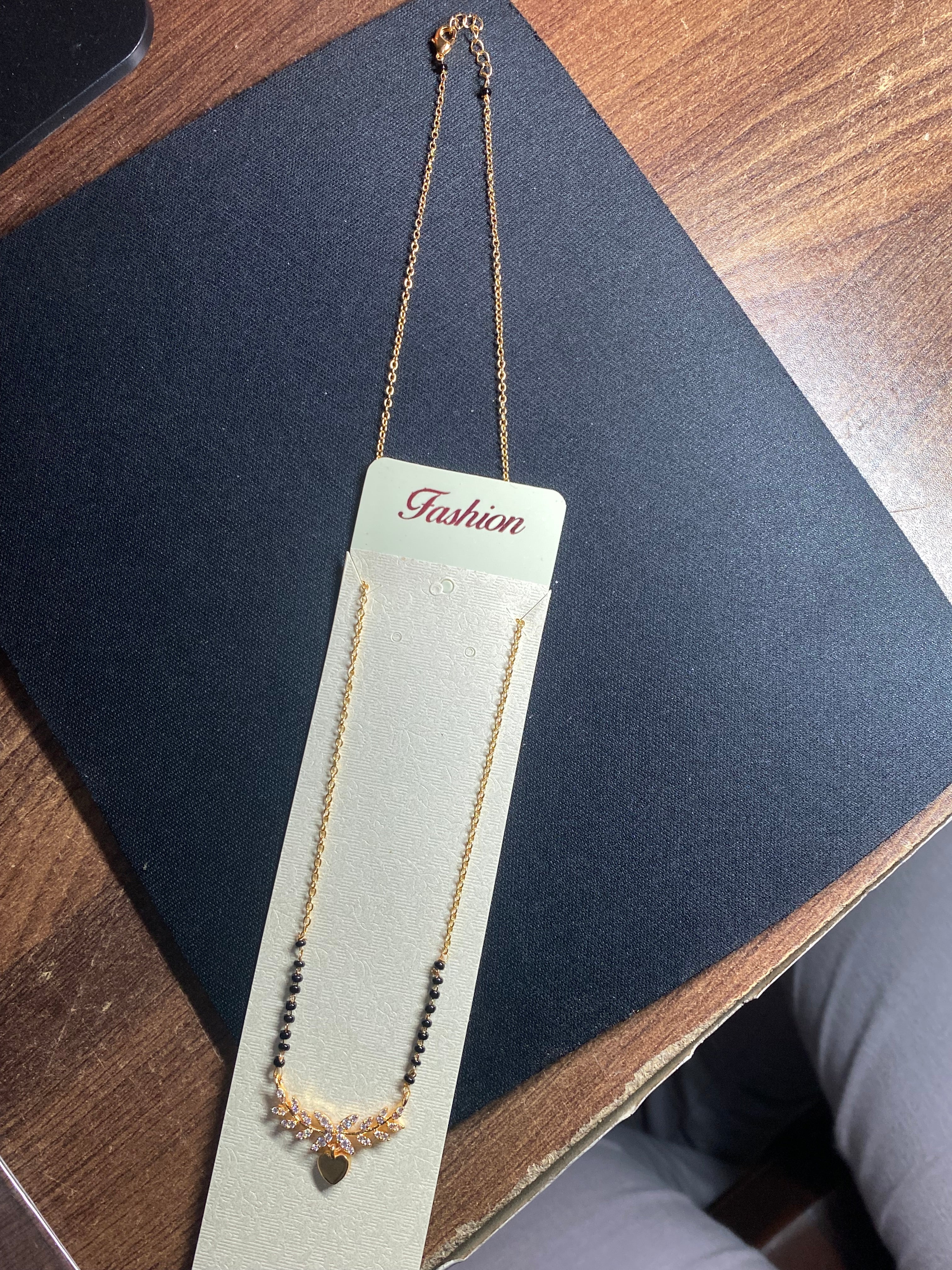 Elegant Gold-Tone Heart Mangalsutra Necklace